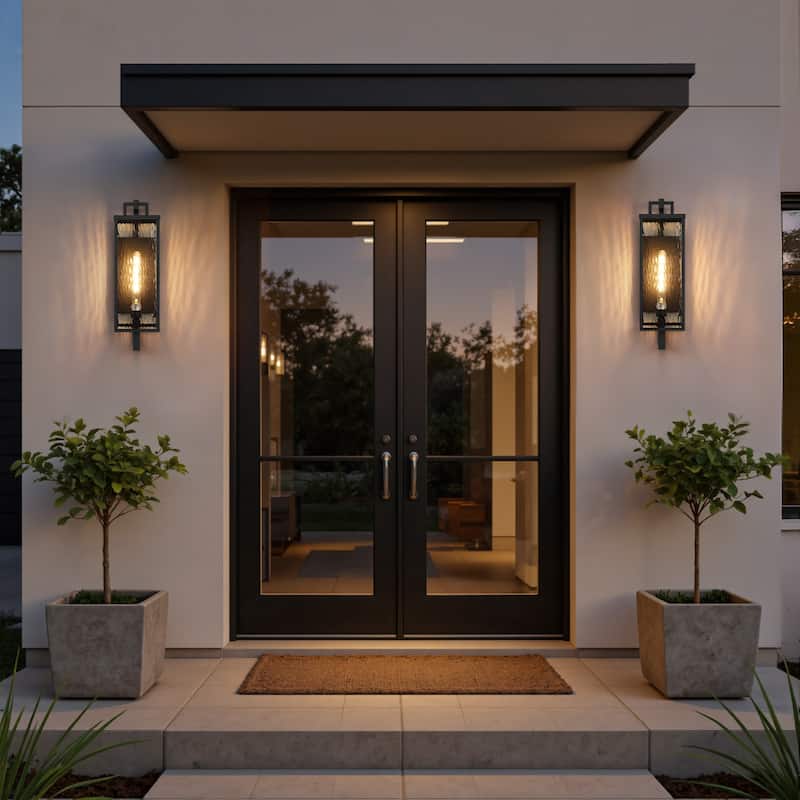 LED Outdoor Wall Lantern 1-Light 22-in H Matte Black Fixture - 22 inch