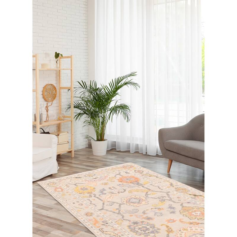 ECARPETGALLERY Hand-knotted Modern Oushak Light Grey Wool Rug - 3'7 x 5'6