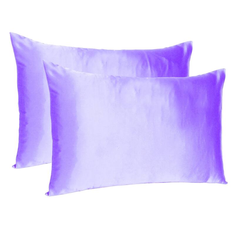 HomeRoots Purple Dreamy Set Of 2 Silky Satin Standard Pillowcases