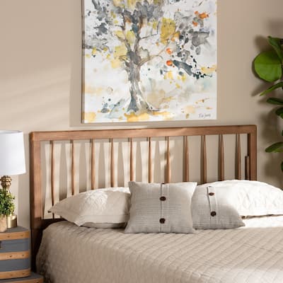 Modern Ash Walnut Wood King Size Headboard with Warm Brown Finish, Clean Contemporary Lines and Durable Build