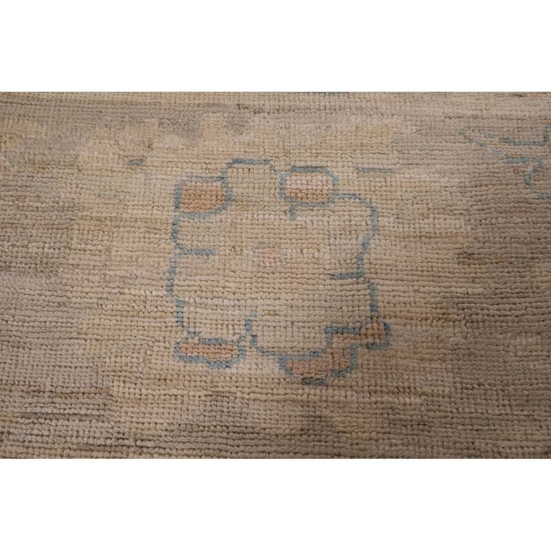 Blue Floral Oushak Vegetable Dye Area Rug Handmade Wool Carpet - 8'5" x 10'0"