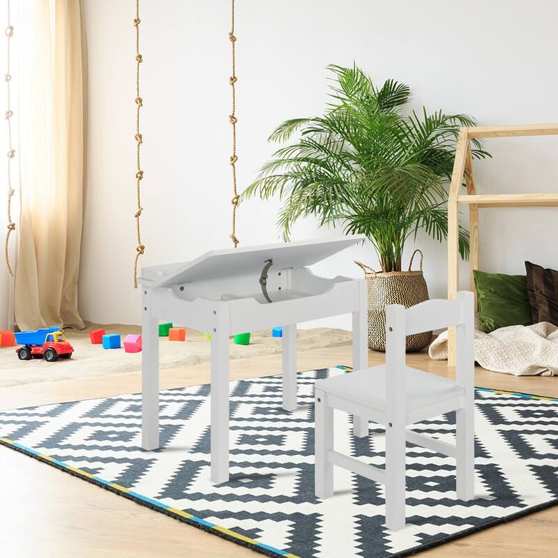 23 In. Wood Kids Activity Table Set With Flip Top And Storage Space - N/A