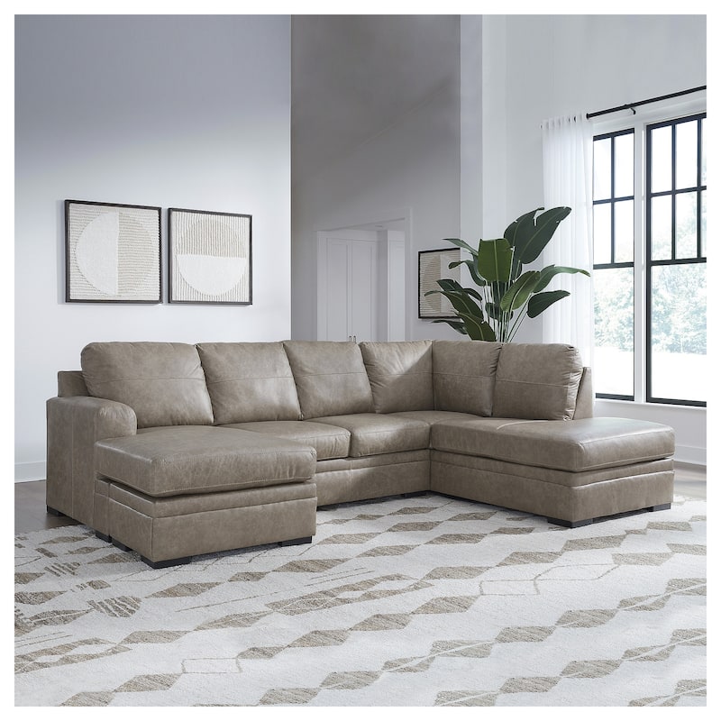 Signature Design by Ashley Amuleto Brown 2-Piece Sectional with Chaise - 124"W x 86"D x 40"H - Right Facing
