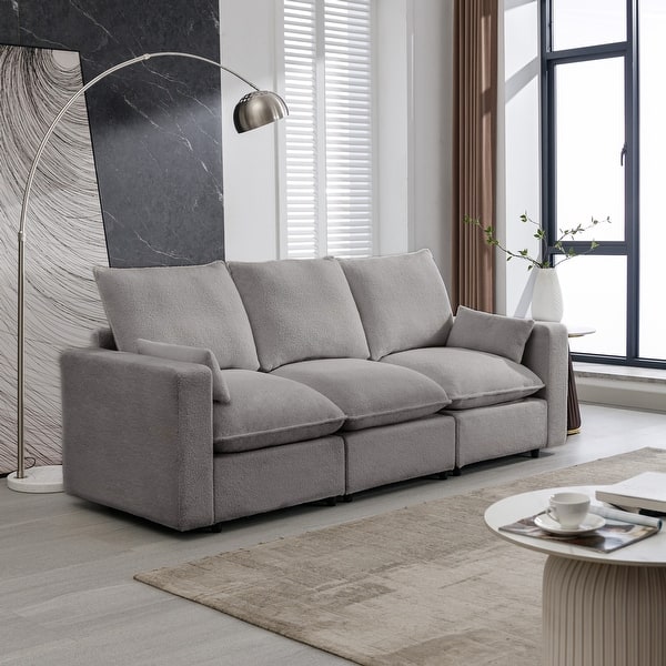 Loveseat with Removable Back and Seat Cushions Teddy Fabric Sofa