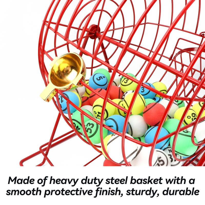GSE™ Professional Bingo Game Set with Jumbo Bingo Cage and 1.5" Ping Pong Bingo Balls, Plastic Board