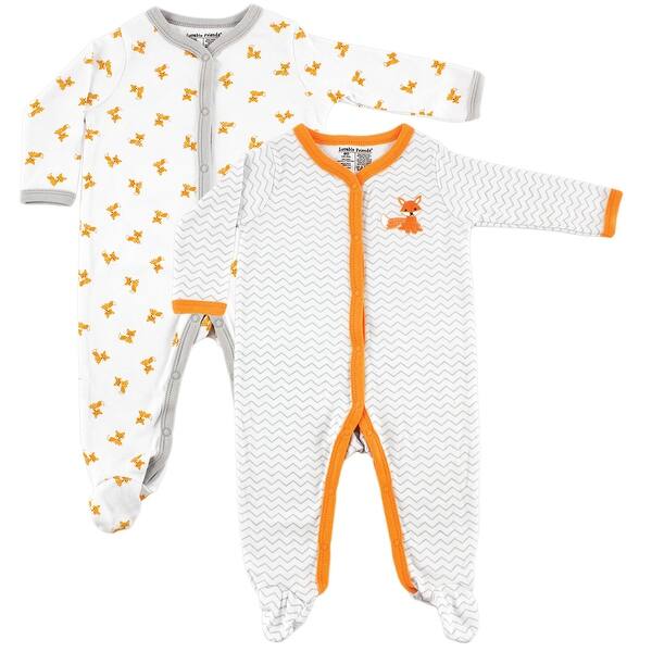 slide 1 of 1, Luvable Friends Baby Boy Cotton Snap Sleep and Play 2pk, Fox 0-3 Months - Fox