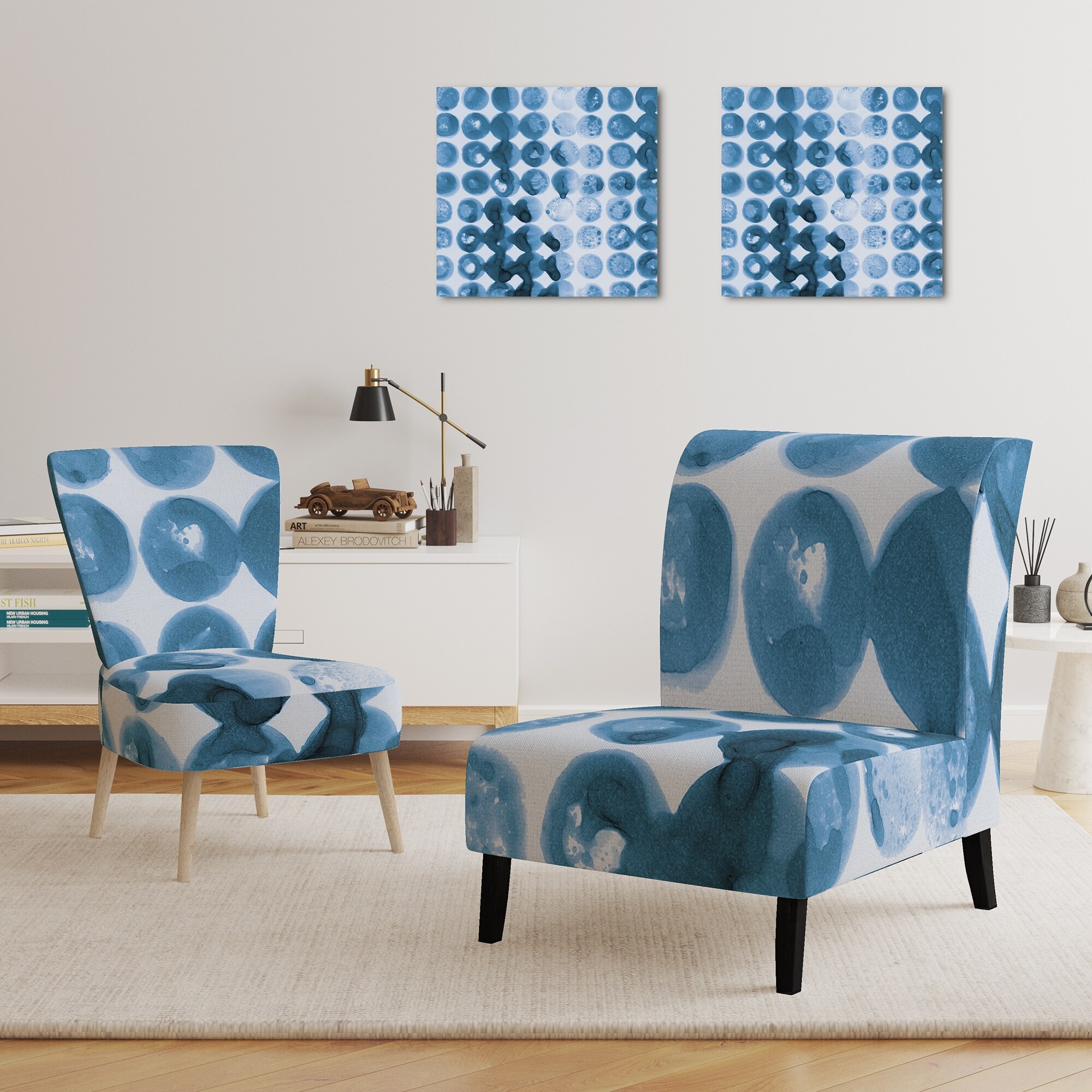 Designart "Indigo Watercolor Geometrical VII" Upholstered - Picture 10 of 15