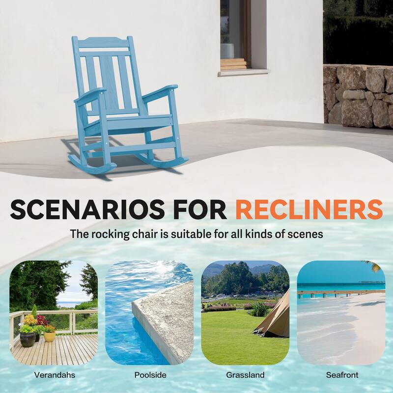 Outdoor Patio HDPE Rocking Chiar, Extra Wide Seat & Backrest
