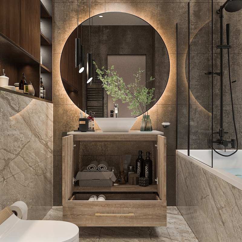 Gleaming Vanity Set Ceramic Basin and LED Mirror Cabinet Combo - Bathroom Vanity Only