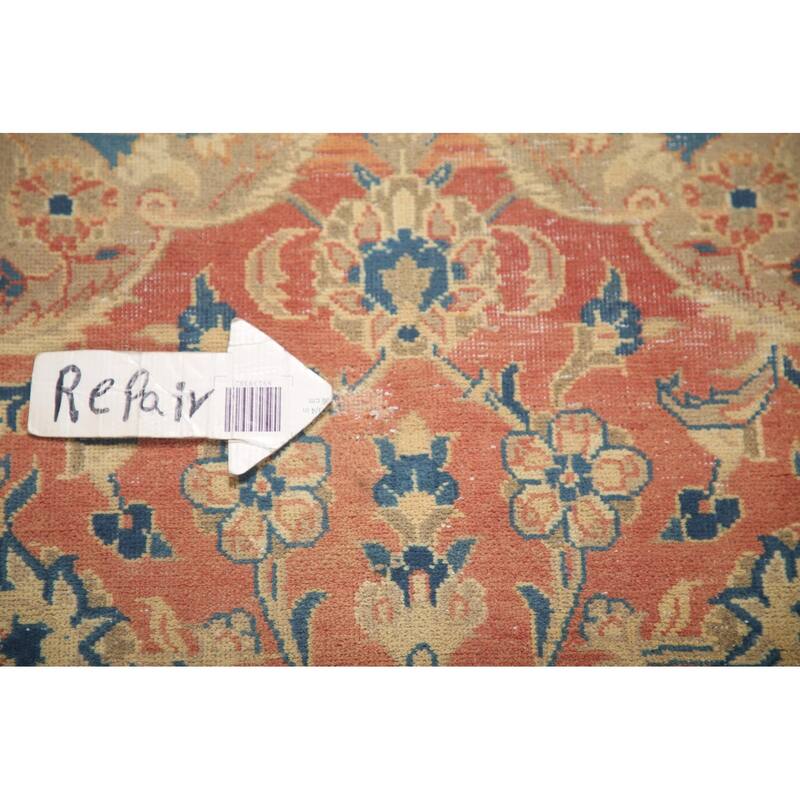 Hand Knotted Oriental 100% Wool Carpet Traditional Floral Oranges & Rust Mashad Area Rug - 14' 0'' X 9' 6''
