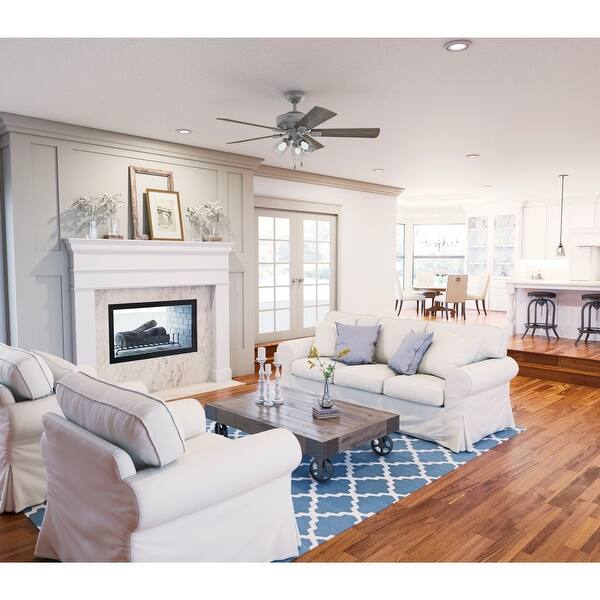 slide 2 of 21, Hunter 52" Crestfield Ceiling Fan with 3-Light LED Light and Pull Chain - Farmhouse, Casual, Rustic Matte Silver