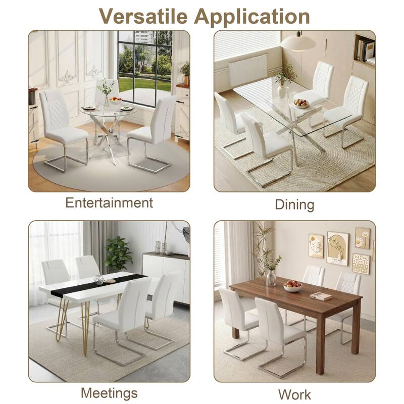 16.9" PU Leather Upholstered High-Back Dining Chairs, Set of 4