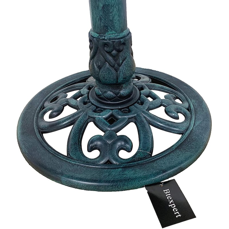 Lightweight BirdBath Decoration Lily Leaf Pedestal Accent Antique Bird Bath