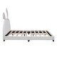 preview thumbnail 6 of 30, Full Size Upholstered Leather Platform Bed with Rabbit Ornament