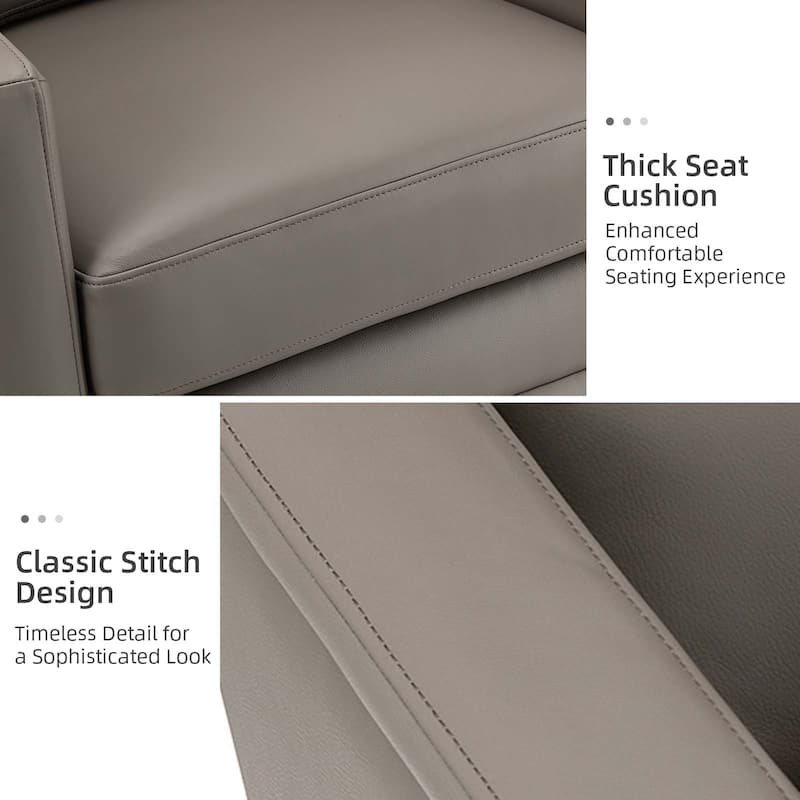 Jorge 28.74" Wide Genuine Leather Swivel Chair with Arms