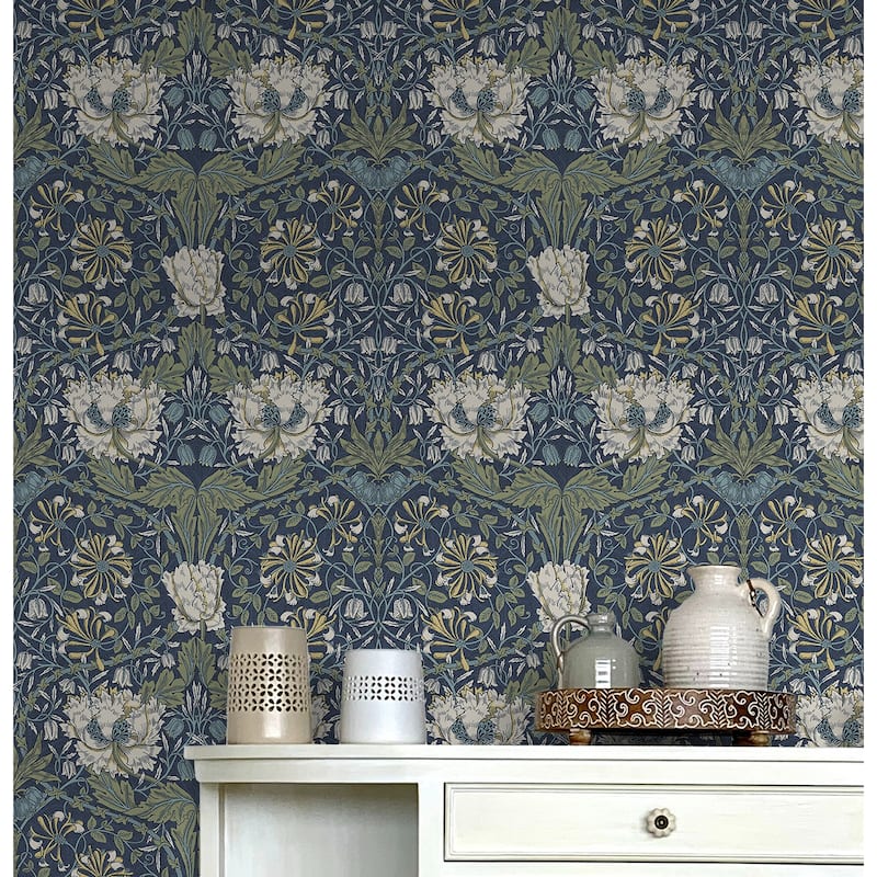 NextWall Ogee Flora Peel and Stick Wallpaper - 20.9 in. W x 18 ft. L