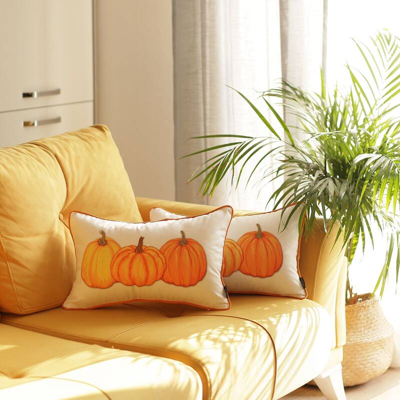 Fall Thanksgiving Decorative Throw Pillow Pumpkins Lumbar Set of 2 Bed Bath & Beyond 36254162