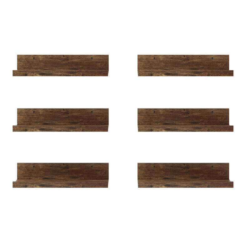Homy Casa U-Shaped Wall-Mounted Floating Shelf Set of 6, Black & BR