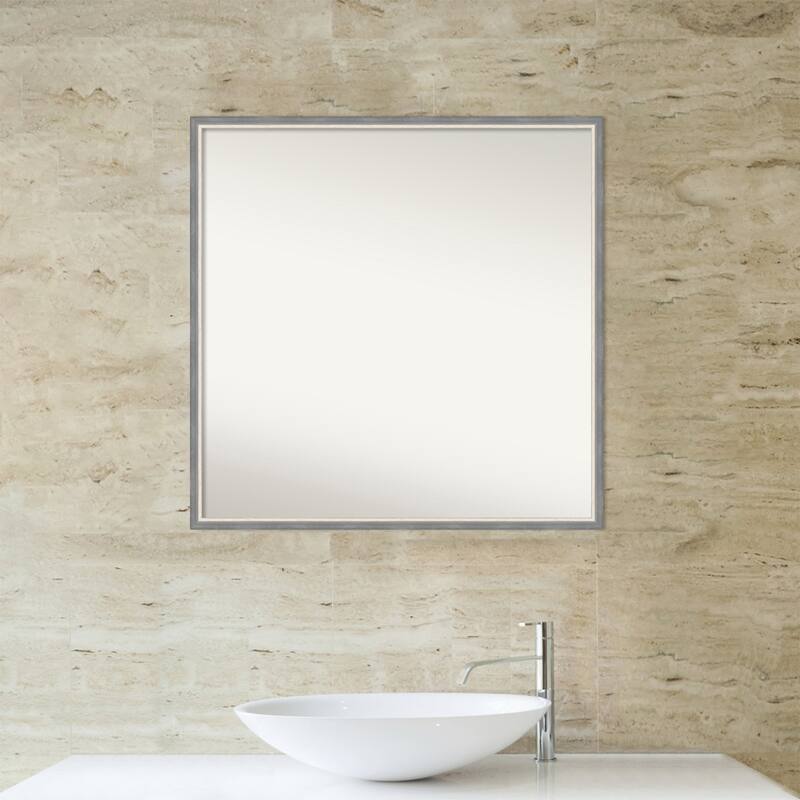 Theo Narrow Non-Beveled Wood Framed Bathroom Vanity Wall Mirror