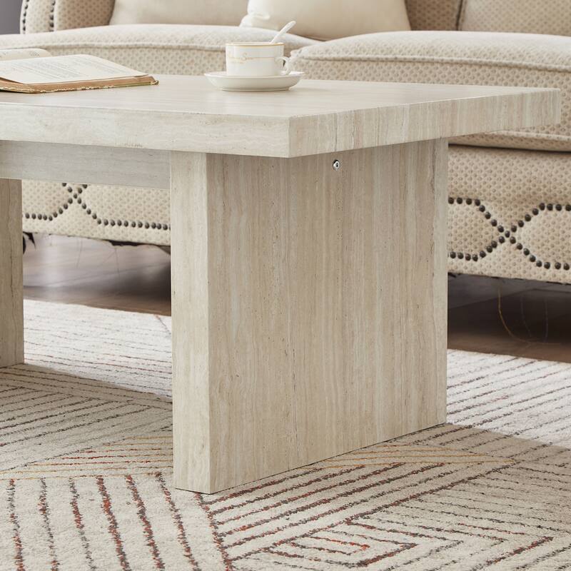 Roundhill Furniture Cavira Modern Faux Marble Living Room Coffee Table