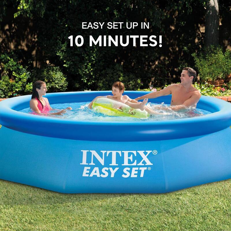 Intex Easy Set 10' x 30" Round Inflatable Above Ground Swimming Pool with Cover - 18.9