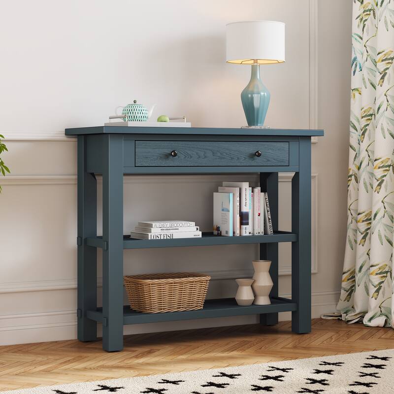 Console Table with Drawer and Two Sturdy Shelves for Entryway, Living Room