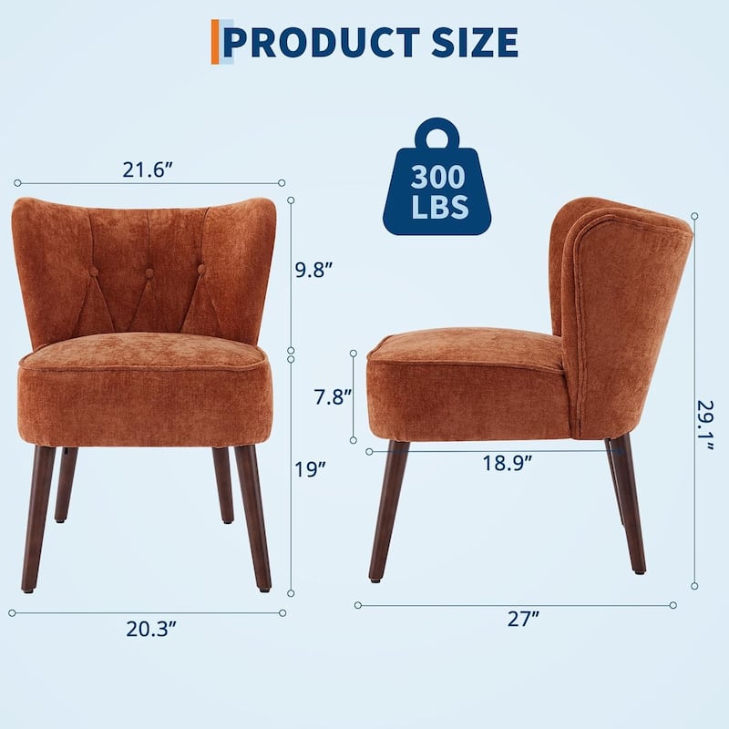 Modern Velvet Accent Chair for Living Room,Mid-Century Wingback Lounge Chair with Wood Legs
