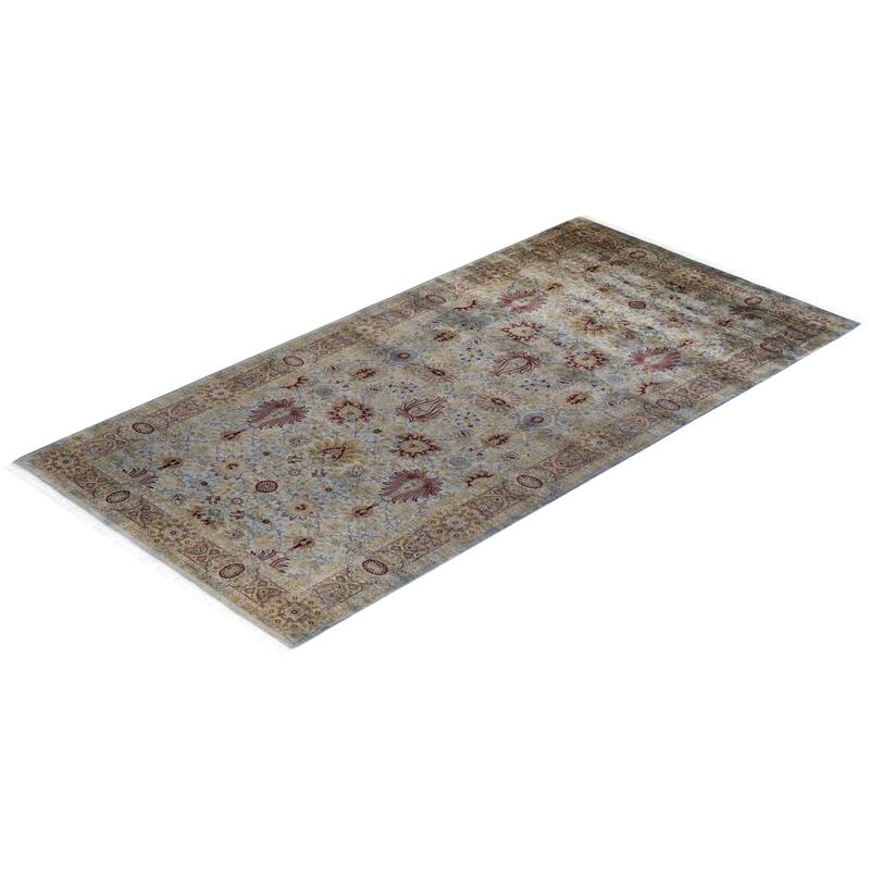 Overton Hand Knotted Wool Vintage Inspired Modern Contemporary Overdyed Gray Area Rug - 5' 3" x 10' 7"