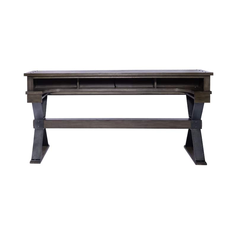Sonoma Road Weathered Beaten Bark Antique Pewter Metal Console Bar Table