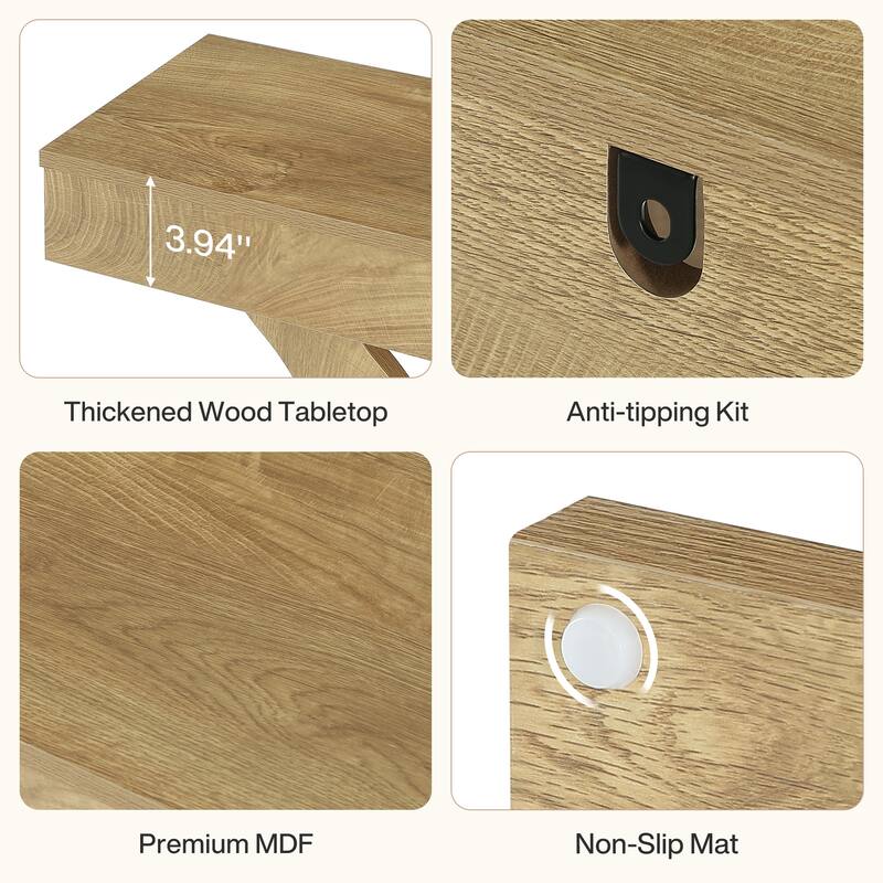 3-Tier Small Console Table for Entryway, 41" Narrow Wood Sofa Table