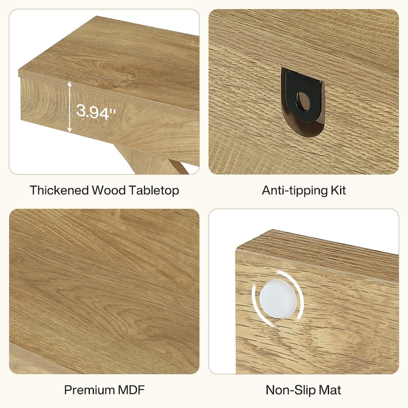 41" Console Table for Entryway, 3-Tier Wood Sofa Table with Storage Shelves for Living Room, Hallway, Foyer, Entrance