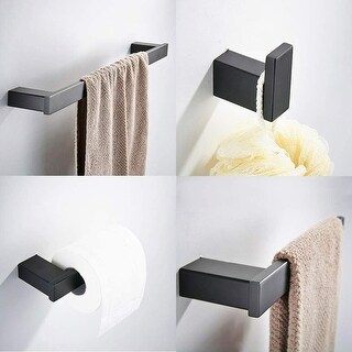 Black Stainless Steel Toilet Paper Holder with Hand Rack Set