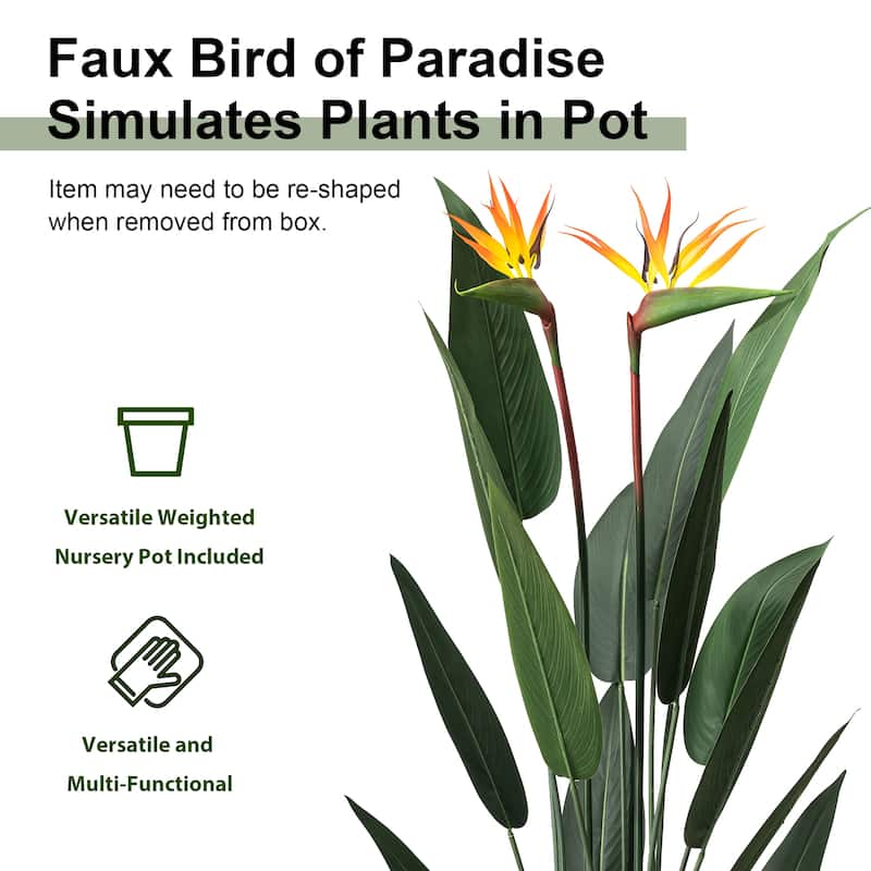 Glitzhome 5.25ft. Faux Bird of Paradise Simulates Plants in Pot - 20.00"D X 64.00"H