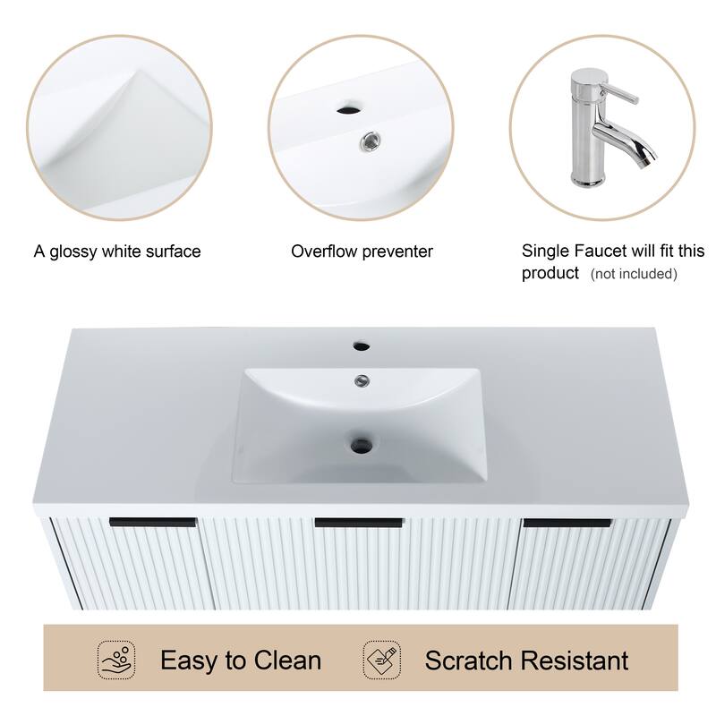 Malwee 24"/30"/48" FreeStanding Bathroom Vanity, Floor Stand Bathroom Vanity with Resin Top,Soft Close Door & Drawer