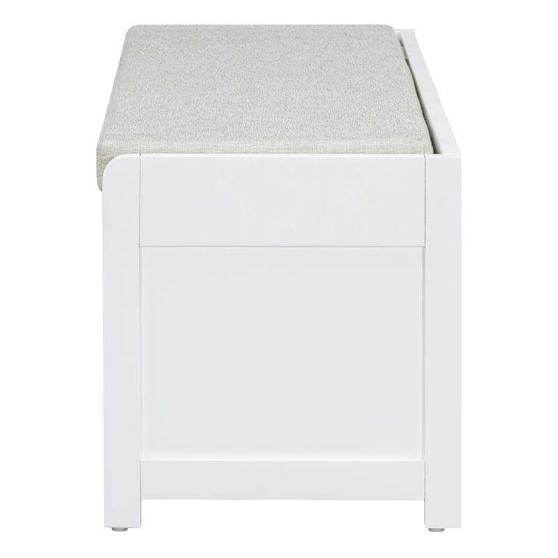 Shoe Storage Bench Entryway Bench with Cushion, Sliding Door