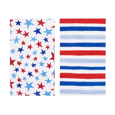 Red White and Blue Stars & Stripes Kitchen Towel Set of 2