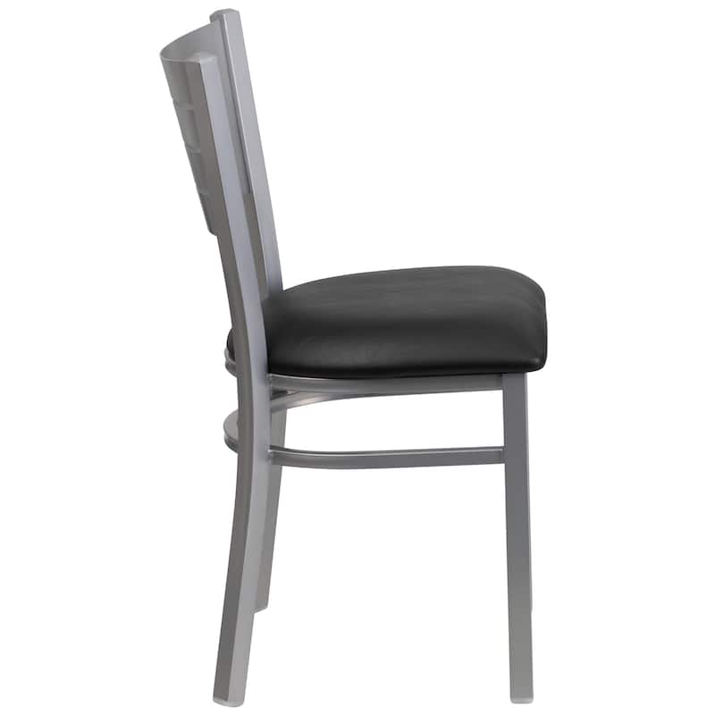 Slat Back Metal Restaurant Chair - 16.5"W x 19"D x 33.5"H - 16.5"W x 19"D x 33.5"H