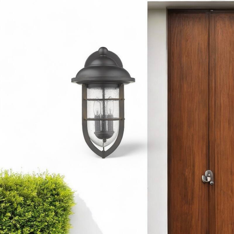 3-Light Hardwired Flush Mount Exterior Wall Sconce with Wet Rated and Bronze Glass Shade E12 Base - 17.5”H x 10”W x 11.5”D