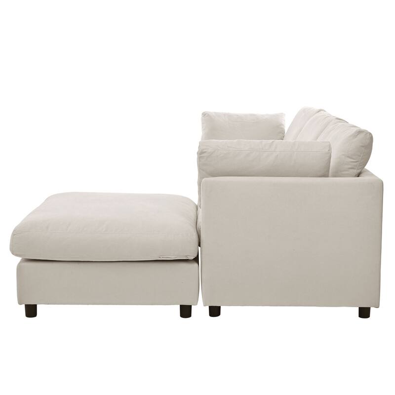 4-Seat Convertible Sectional Sofa with Adjustable Footrest, L Shaped Couch Set with Reversible Chaise for Livingroom