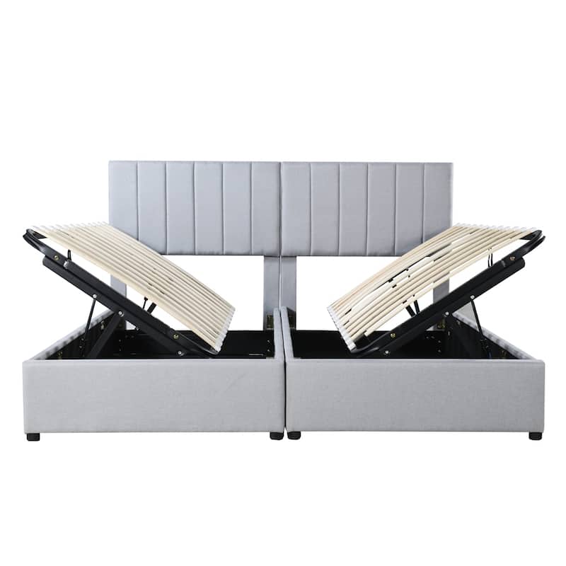 King Size Upholstered Platform Bed with Hydraulic Storage System