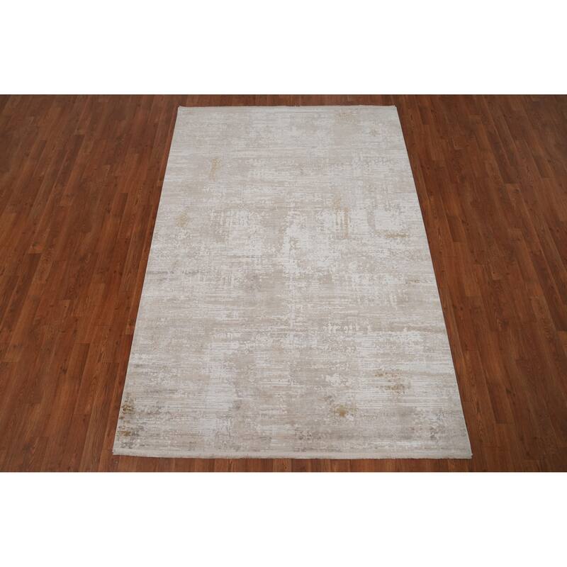 Machine Made Oriental Polyester Carpet Modern Abstract Beige & Ivories Abstract Area Rug - 7' 5'' X 5' 2''