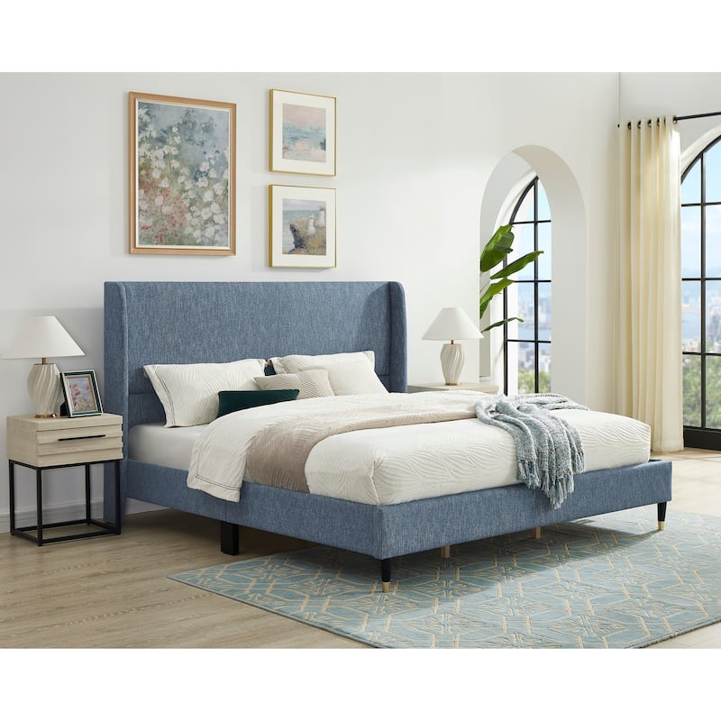Roundhill Furniture Rozitta Upholstered Wingback Platform Bed