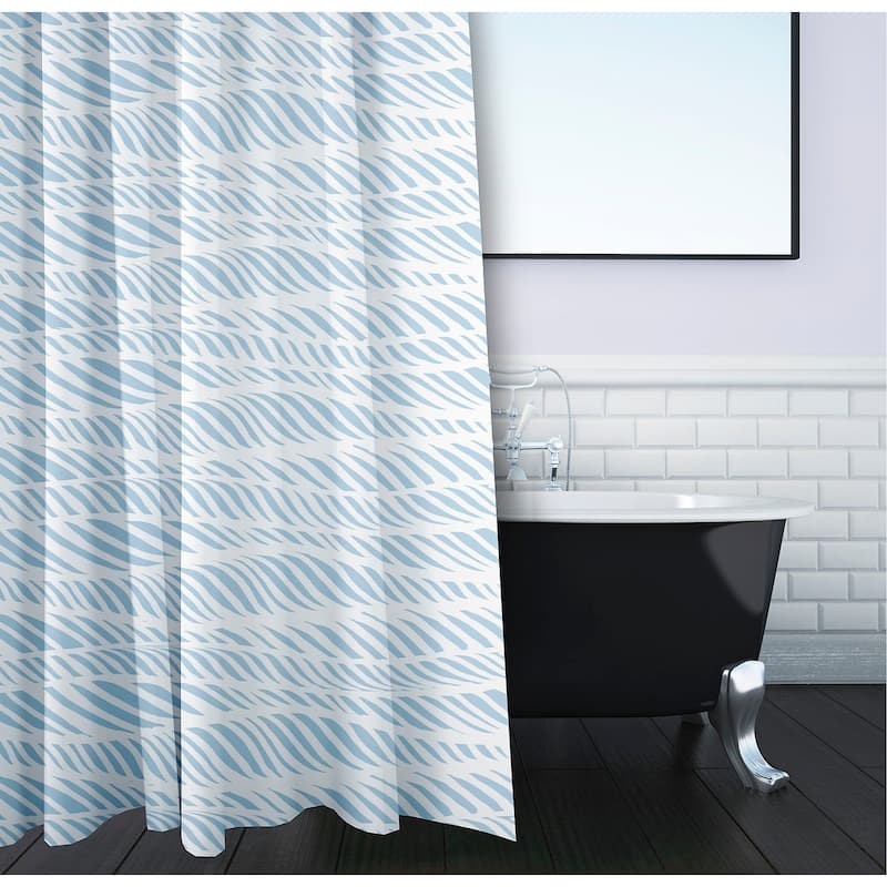 Rolling Waves Geometric Print Shower Curtain