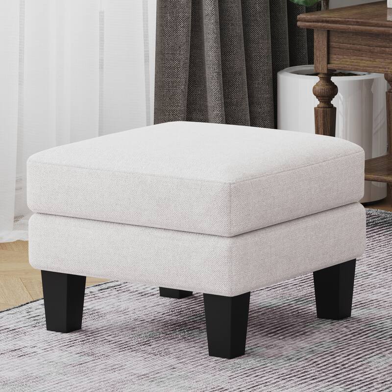 Fabric Ottoman for Living Room Bedroom - Beige