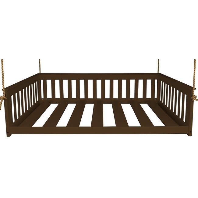 Pine Full Mission Hanging Daybed with Rope - Coffee