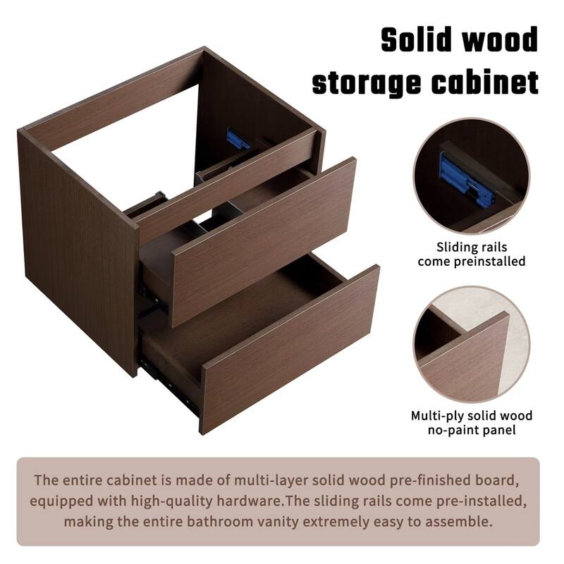 24" Wall-Mounted Floating Bathroom Vanity with Sink Whitout Faucet and Darin