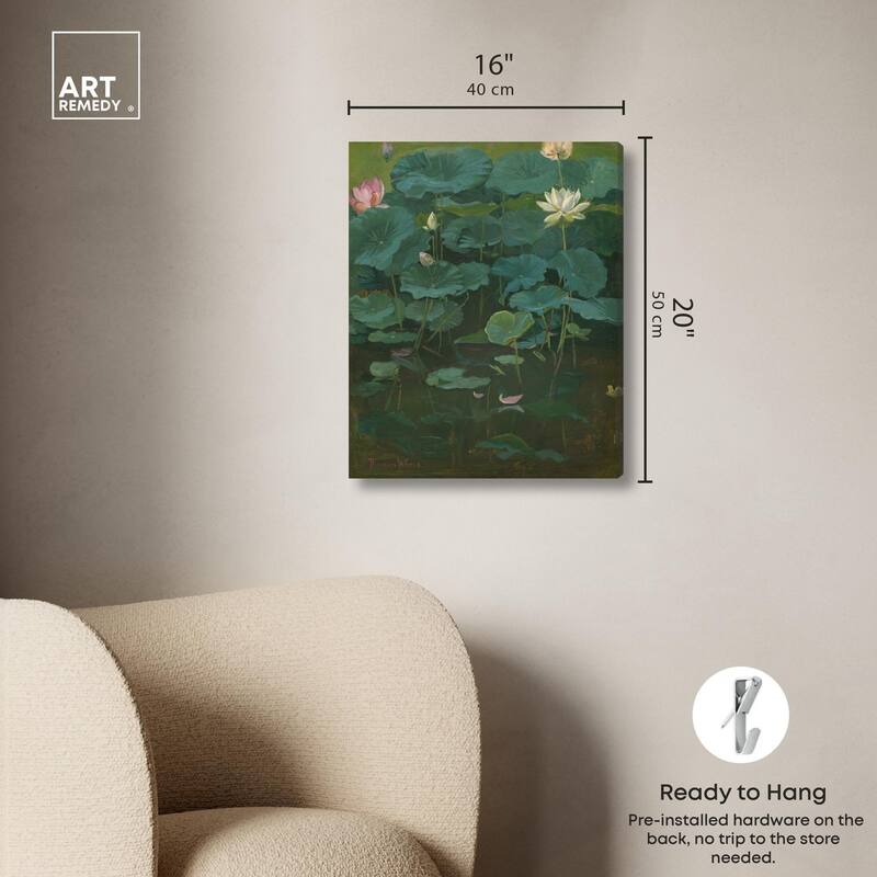 Theodore Wores Lotus Canvas by Art Remedy, Gallery Wrapped