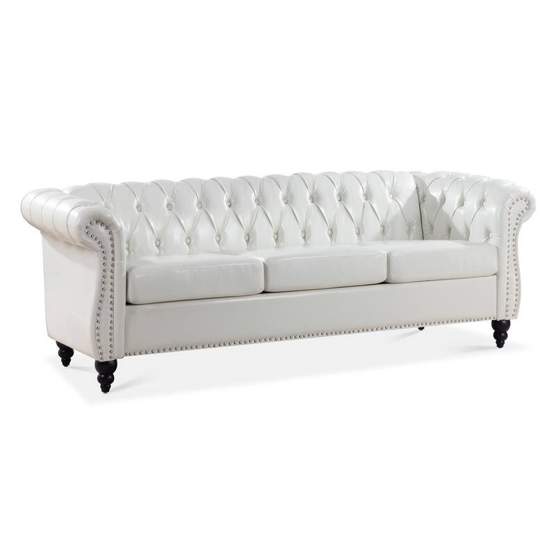 84" Chesterfield Rolled Arm 3 Seater Sofa