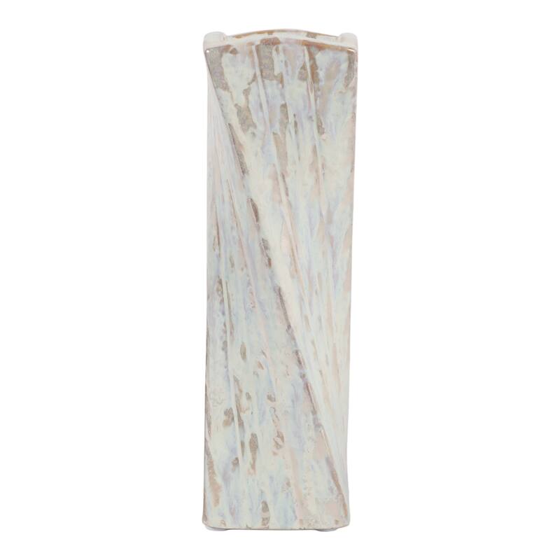 Decorative Vase - Ivory Ceramic Twist Design