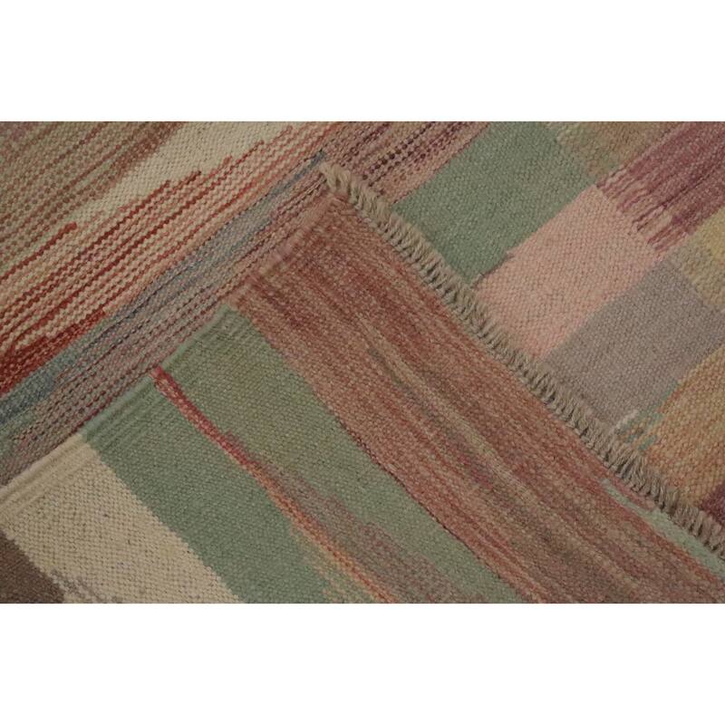 Hand Woven Oriental 100% Wool Carpet Southwestern Modern Multi-Colored Kilim Area Rug - 6' 7'' X 4' 10''
